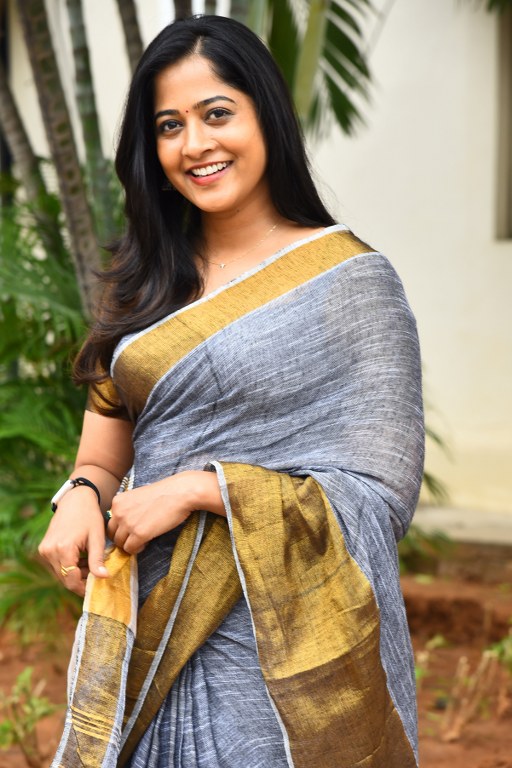 Shravani Reddy Stunning Looks in Saree at Rudravanam PS