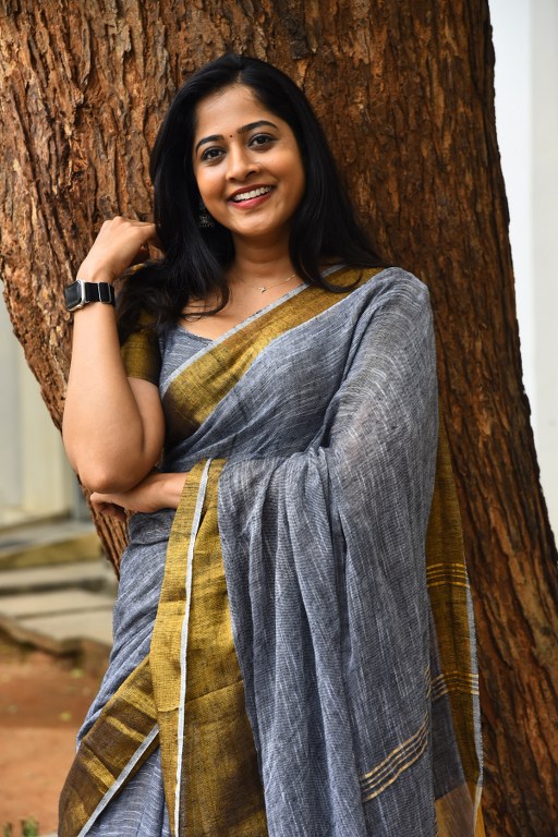 Shravani Reddy Stunning Looks in Saree at Rudravanam PS