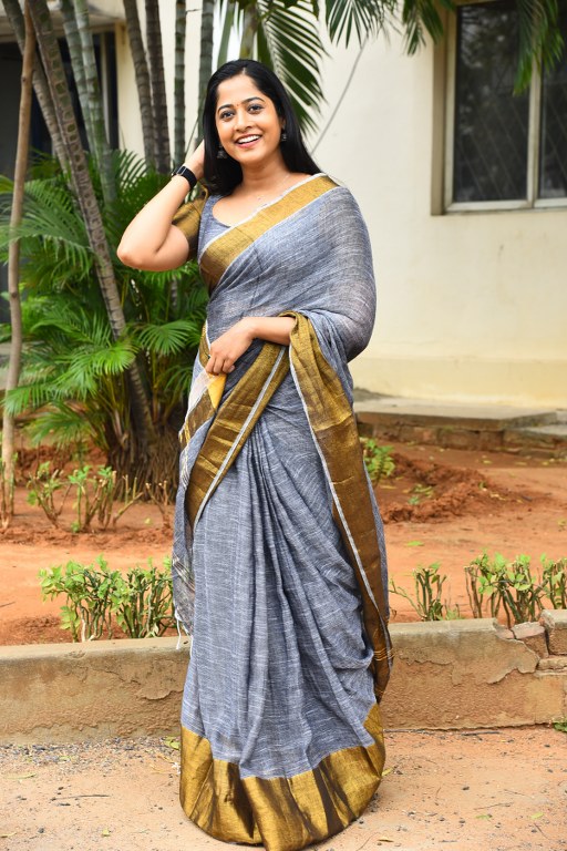 Shravani Reddy Stunning Looks in Saree at Rudravanam PS
